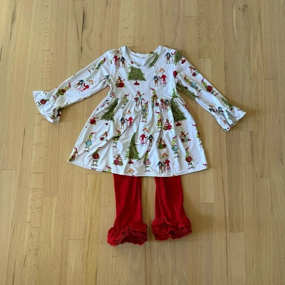The Grinch Christmas Cute Pants Outfit, Size 6/7 - Picture 8 of 15
